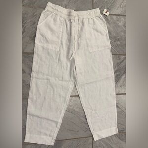 NWT Sigrid Olsen Womens 100% Linen White Pants Size L